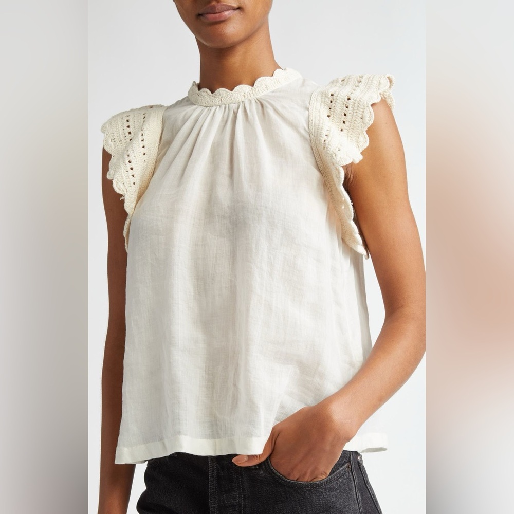 Ulla Johnson Kai Mixed Media Ramie Top Size 0
